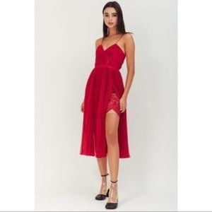 NWT Self-Portrait Pleated Chiffon Midi Dress